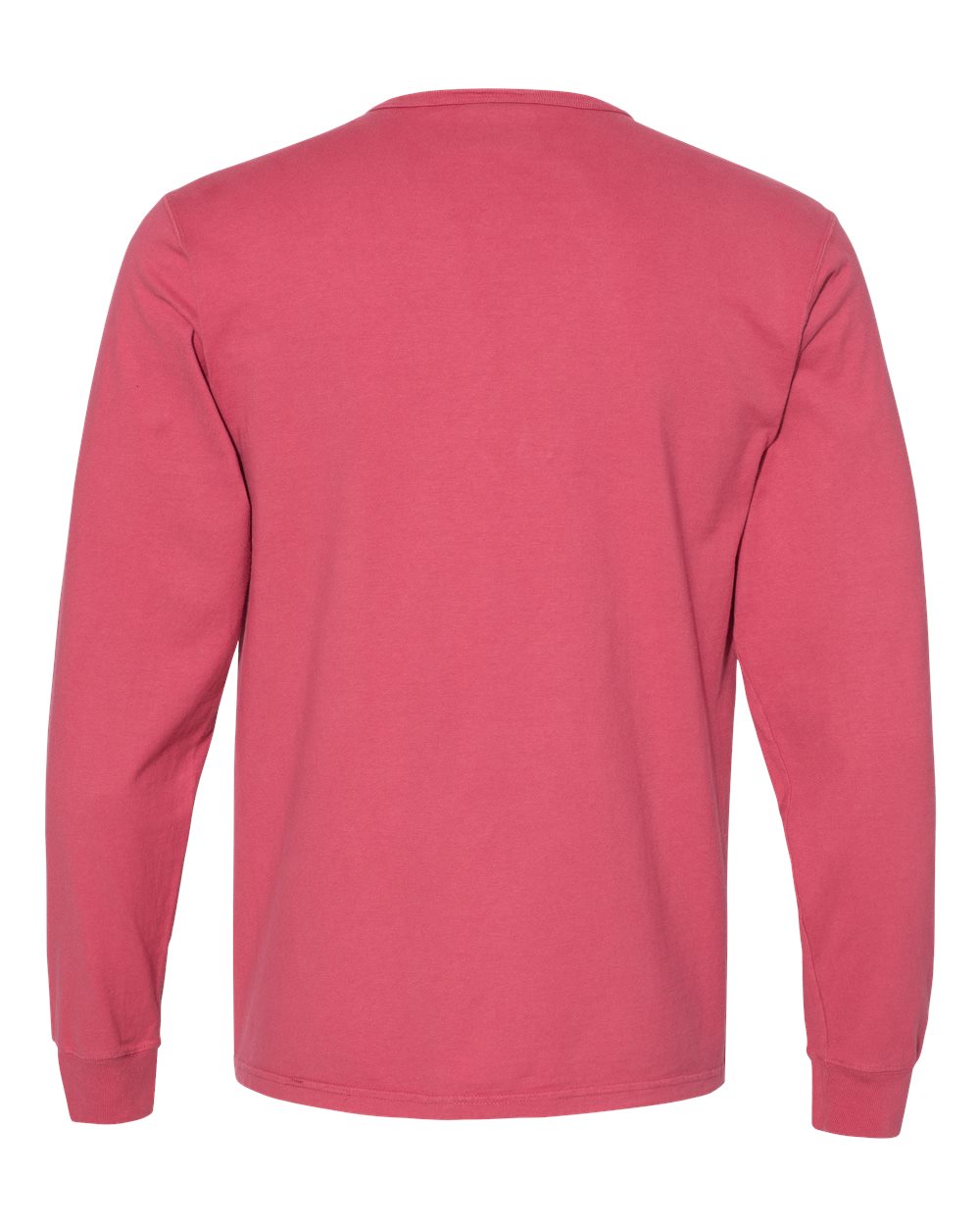 Front View of Crimson Garment-Dyed Long Sleeve T-Shirt - CD200