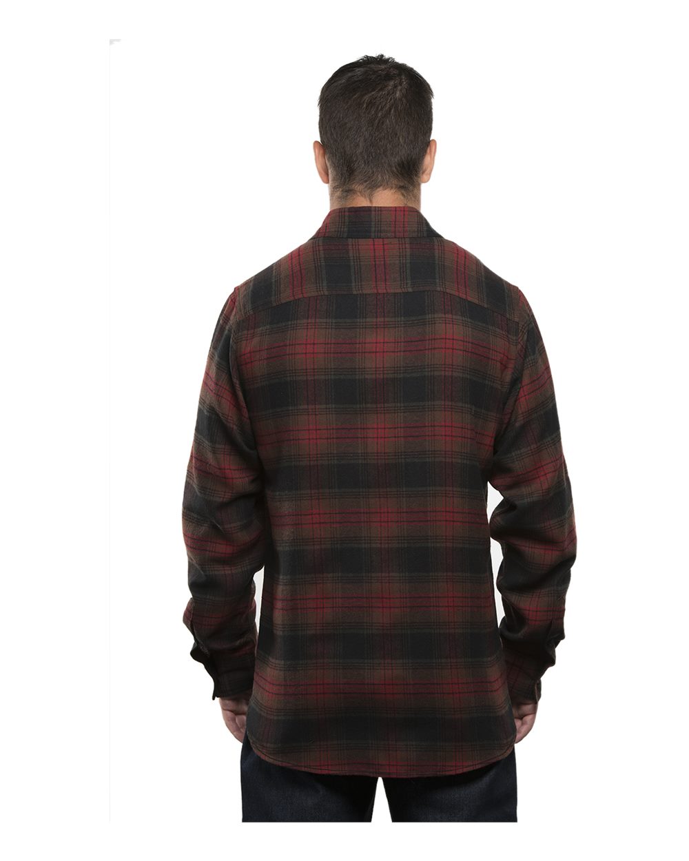 Front View of Crimson Yarn-Dyed Flannel Shirt - 8210