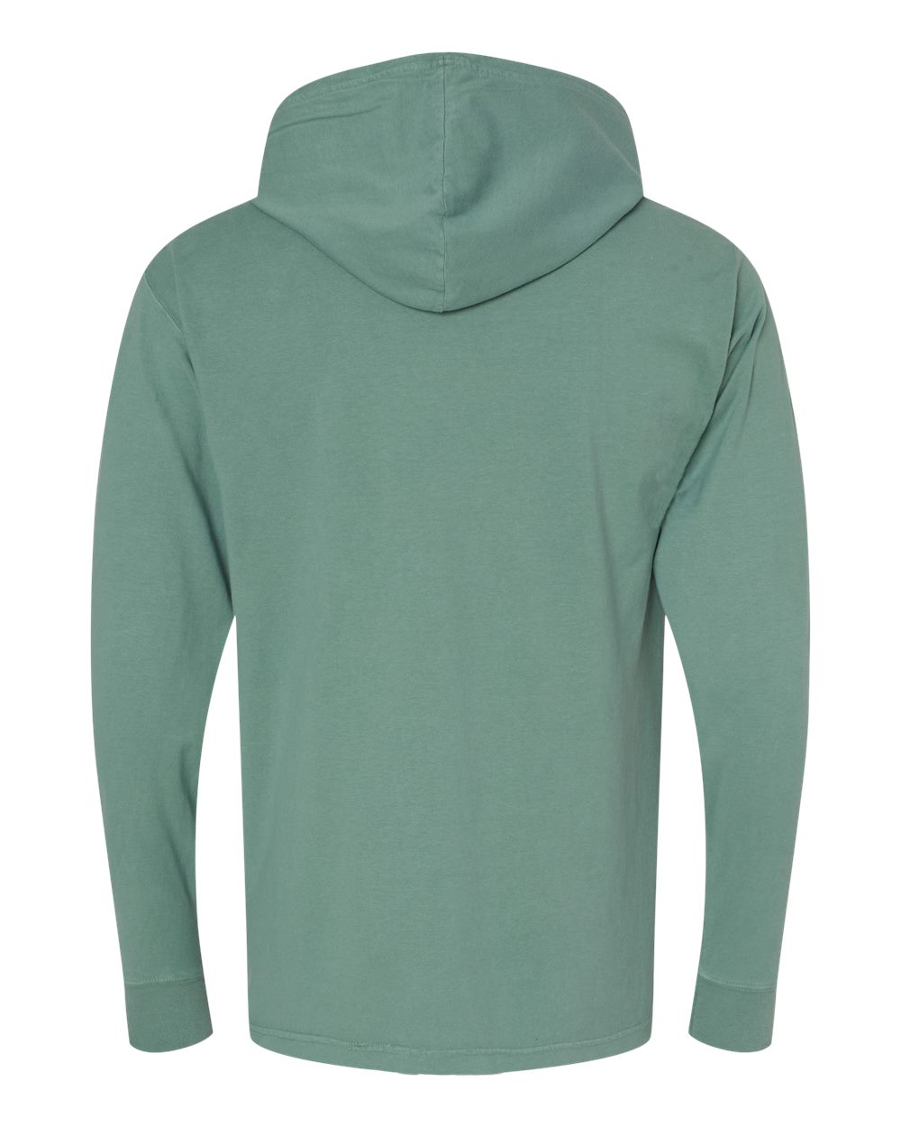 Front View of Cypress Green Garment-Dyed Jersey Hooded Long Sleeve T-Shirt - GDH280
