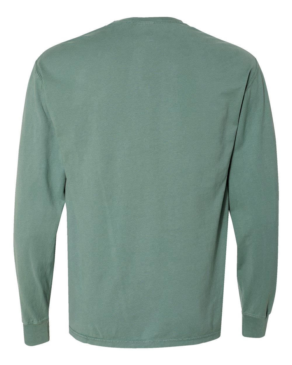 Front View of Cypress Green Garment-Dyed Long Sleeve T-Shirt - GDH200