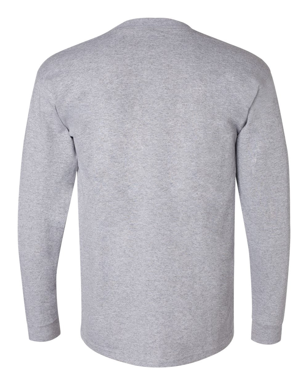 Rear View of Dark Ash Union-Made Long Sleeve Pocket T-Shirt - 3055