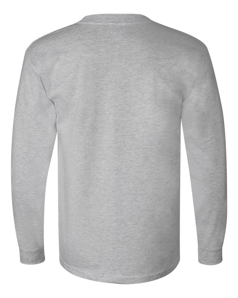 Rear View of Dark Ash USA-Made Long Sleeve T-Shirt - 6100