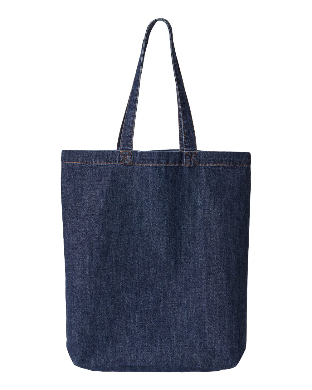 Rear View of Dark Blue Denim Cotton Denim Gusseted Tote Bag - 7761A