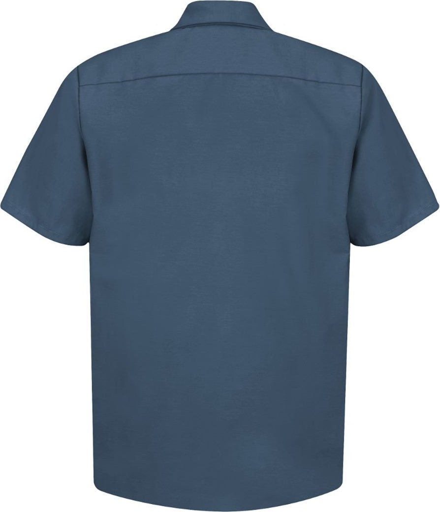 Front View of Dark Blue Industrial Short Sleeve Work Shirt - SP24