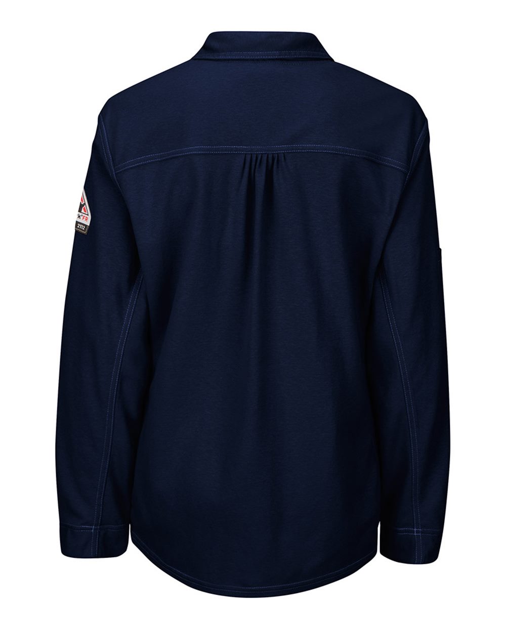 Front View of Dark Blue iQ Series® Women's Long Sleeve Polo with 4-Button Placket - QT15