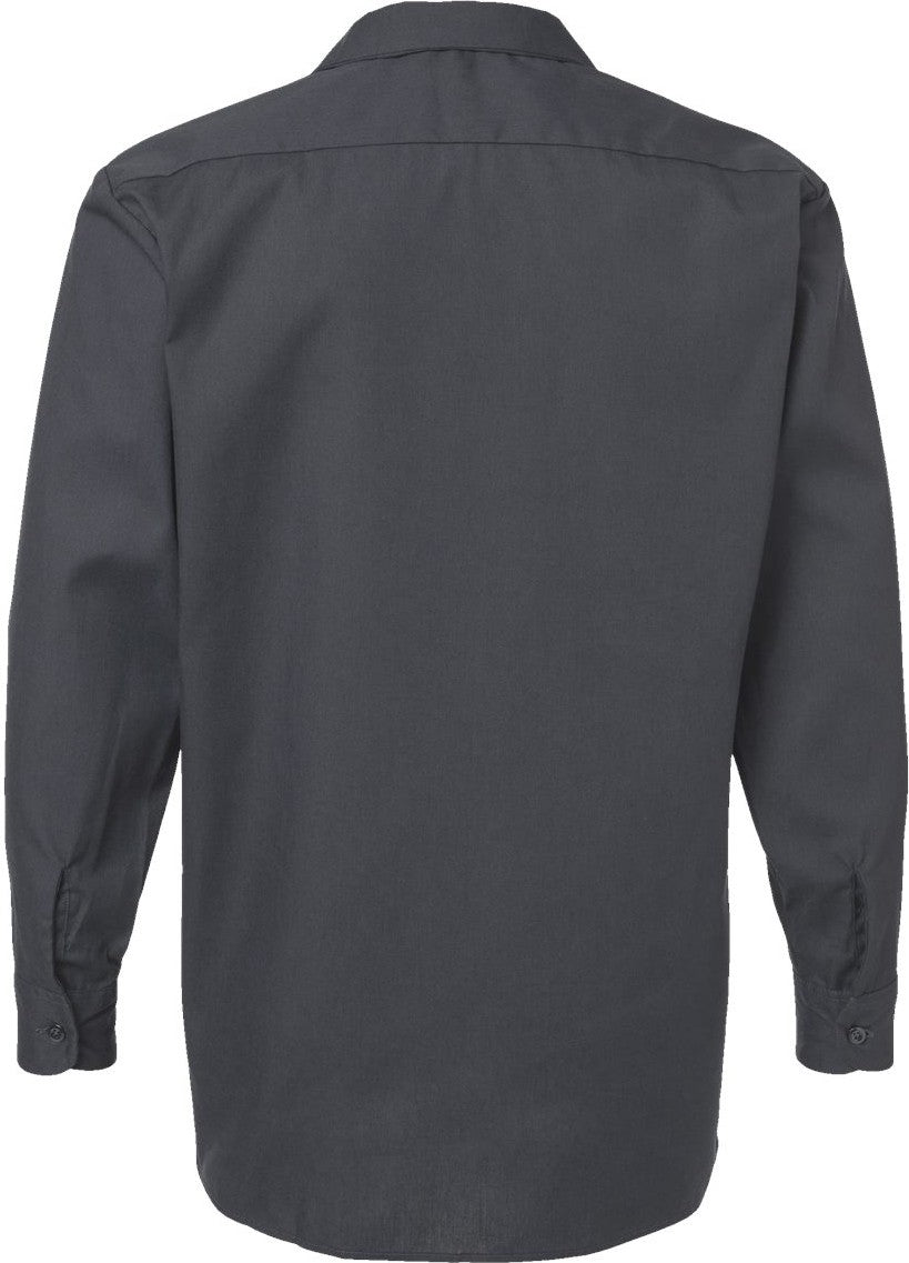 Front View of Dark Charcoal Industrial Long Sleeve Work Shirt - L535