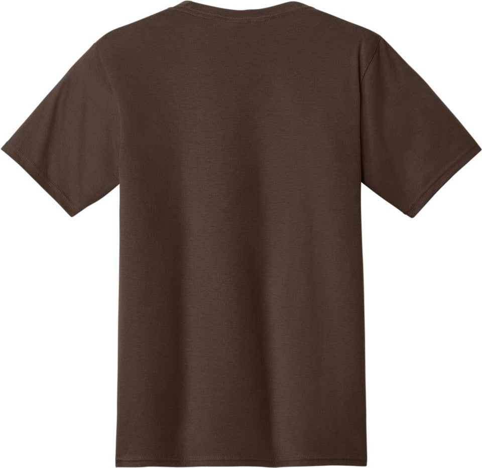 Rear View of Dark Choc Brn Port & Co Fan Favorite Tee. PC450