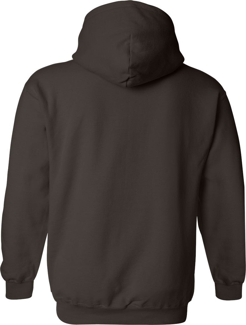 Rear View of Dark Chocolate Heavy Blend™ Hooded Sweatshirt - 18500