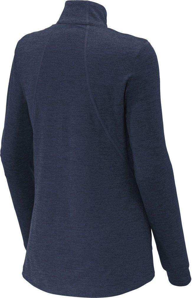 Front View of Dark Denim Hth Sport-Tek Women's Exchange 1.5 Long Sleeve 1/2-Zip LST711