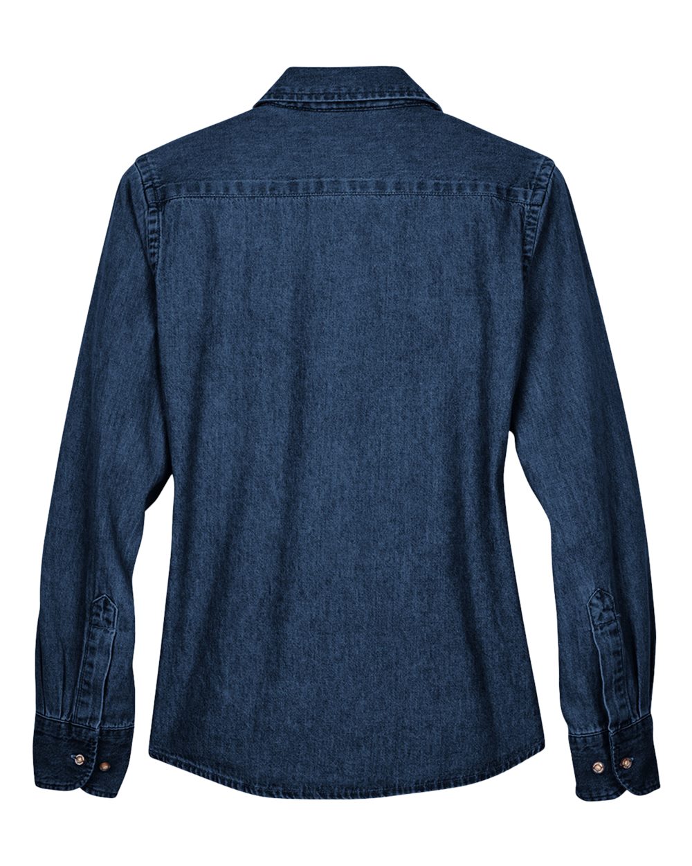Front View of Dark Denim Women's Long Sleeve Denim Shirt - M550W