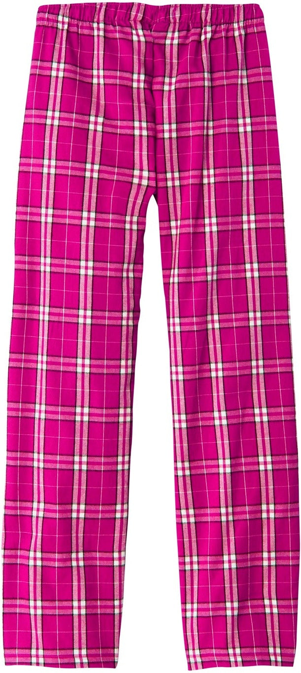Front View of Dark Fuchsia District Women's Flannel Plaid Pant. DT2800