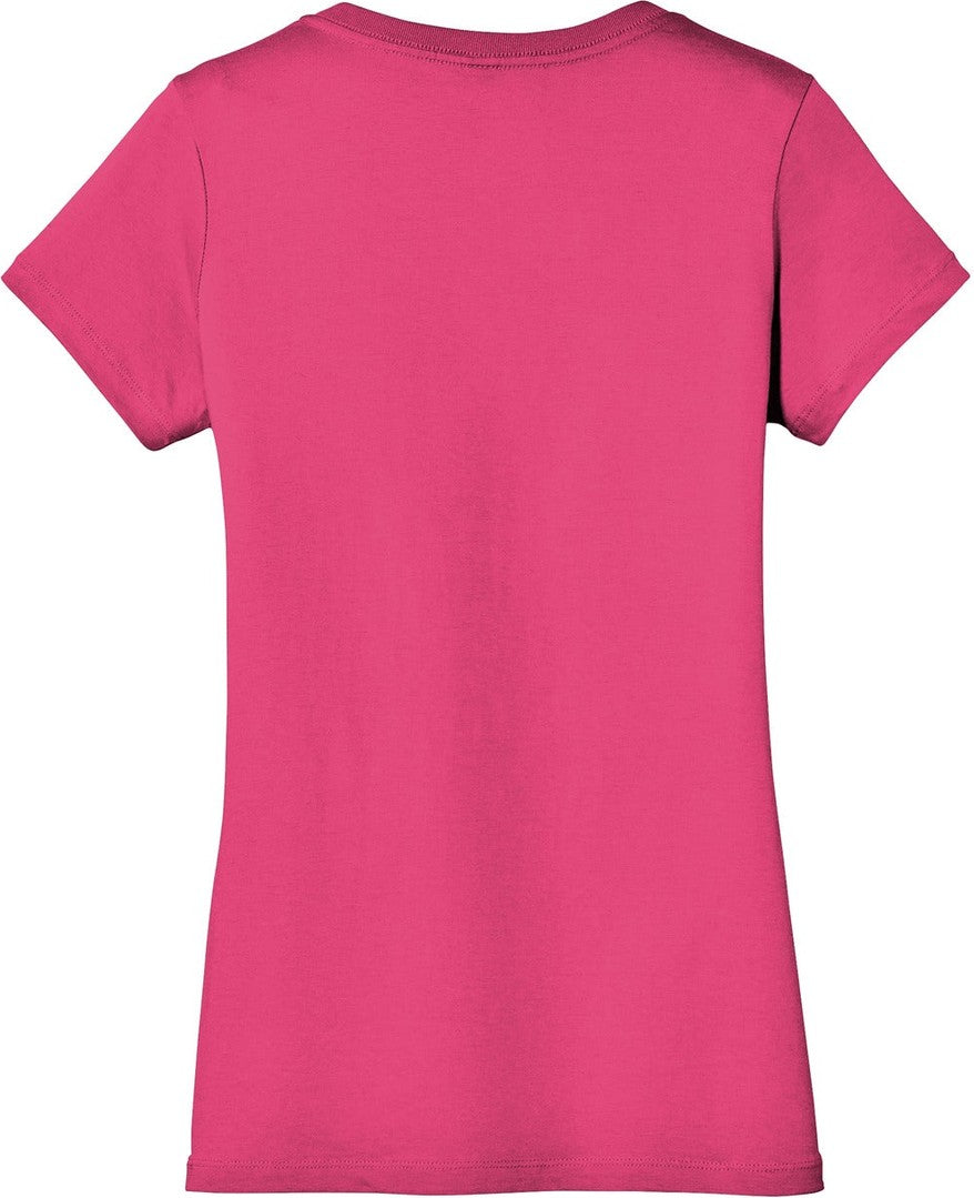 Rear View of Dark Fuchsia District - Women's Perfect Weight V-Neck Tee. DM1170L