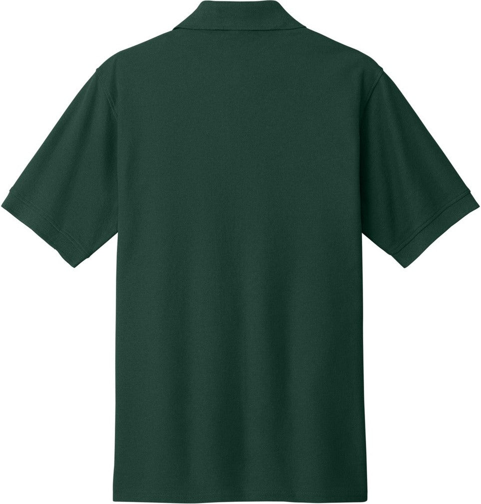 Rear View of Dark Green Port & Co Core Blend Pique Polo. KP155