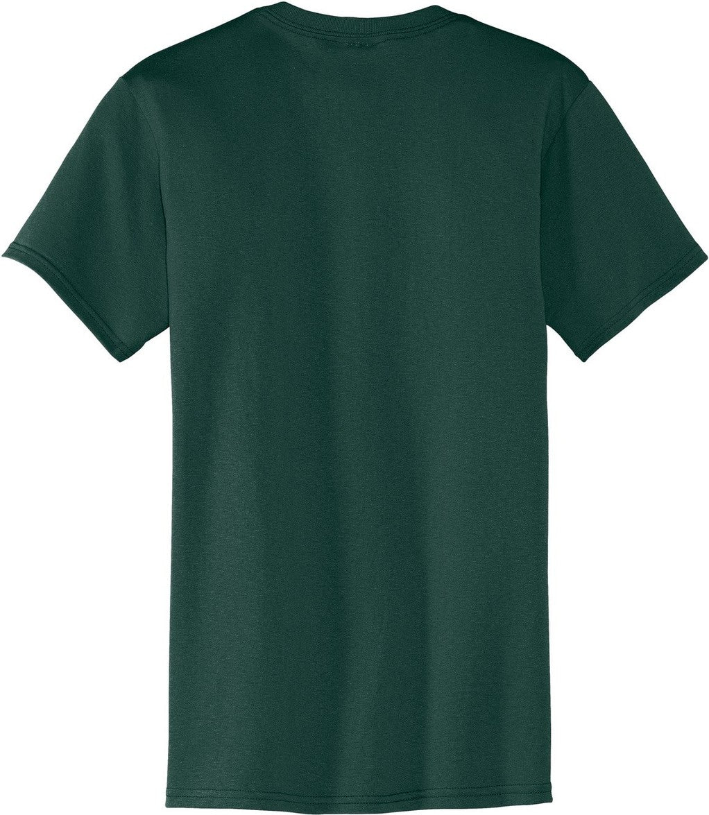 Front View of Dark Green Port & Co Core Blend Pocket Tee. PC55P