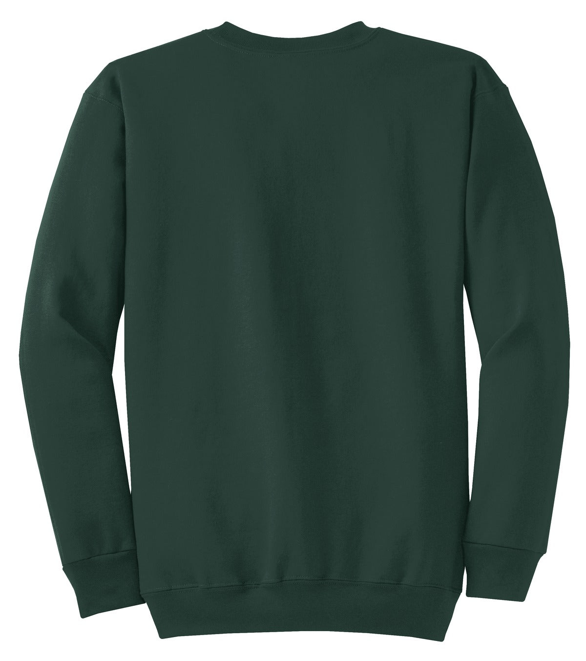 Front View of Dark Green Port & Co Core Fleece Crewneck Sweatshirt. PC78
