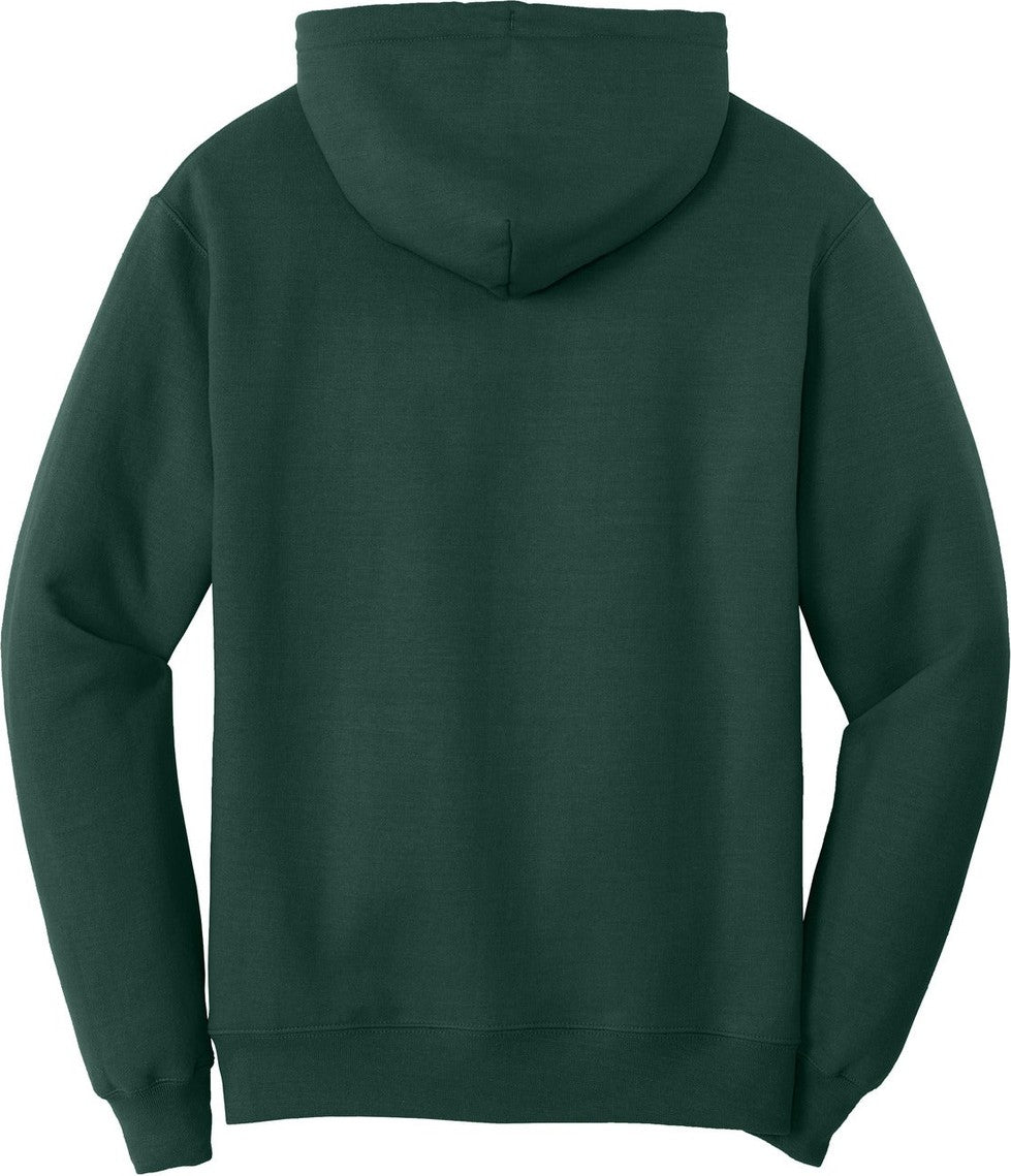 Front View of Dark Green Port & Co Core Fleece Pullover Hooded Sweatshirt. PC78H