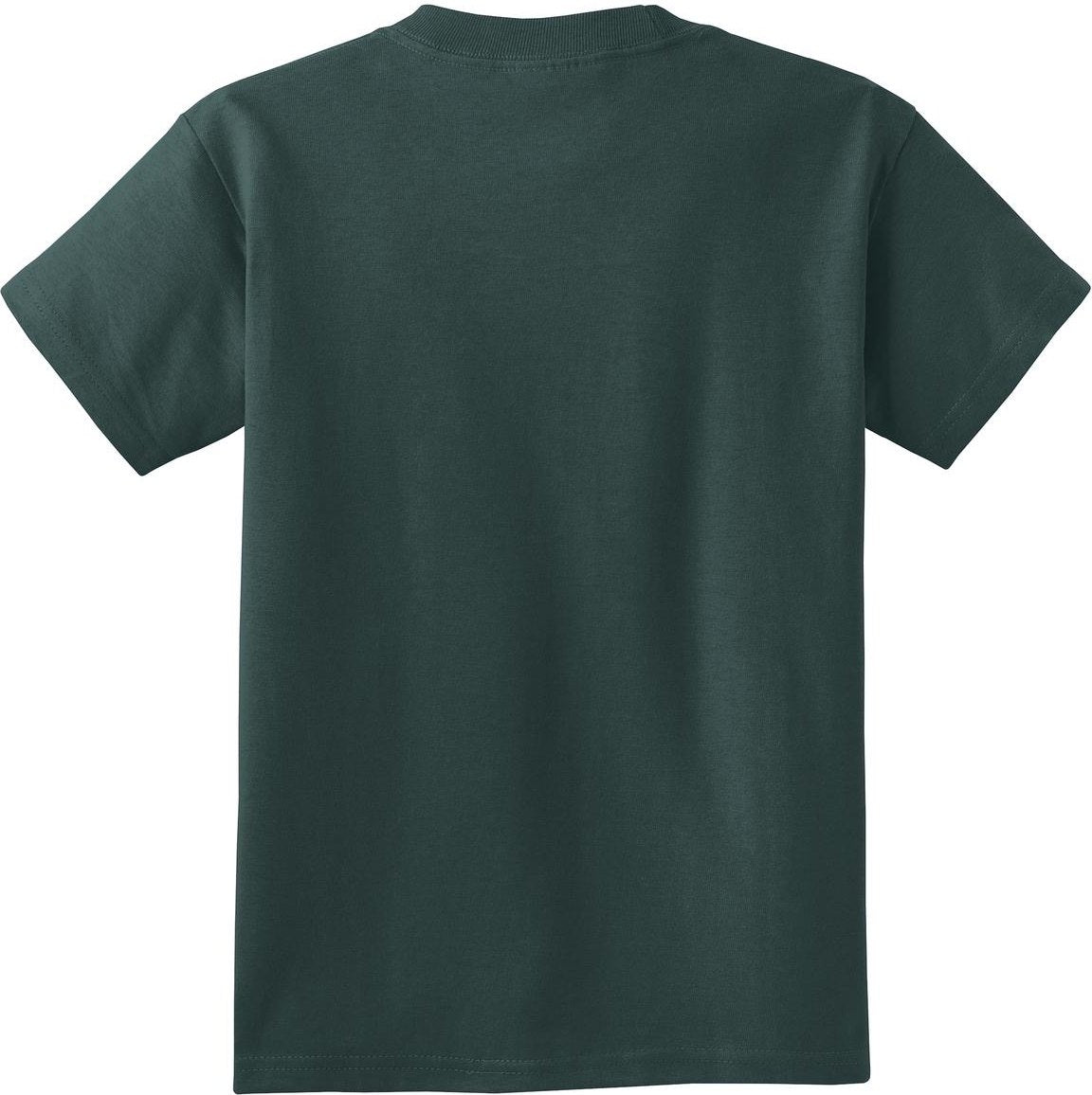 Front View of Dark Green Port & Co Youth Core Cotton Tee. PC54Y