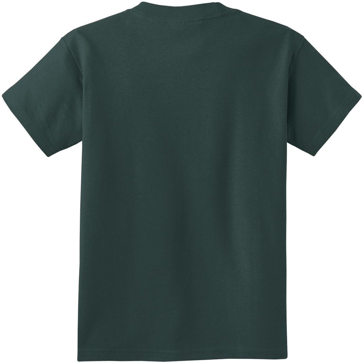 Rear View of Dark Green Port & Co Youth Essential Tee. PC61Y