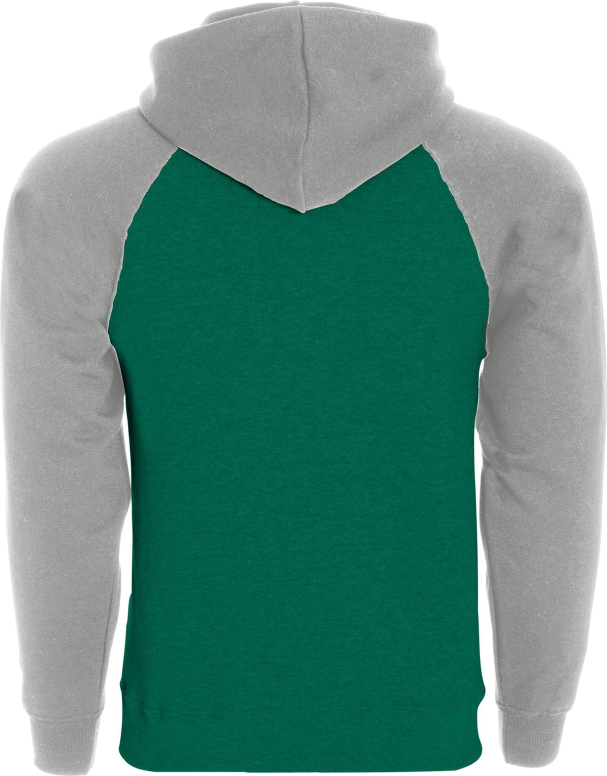 Rear View of DARK GREEN/ATHLETIC HEATHER BANNER HOODIE