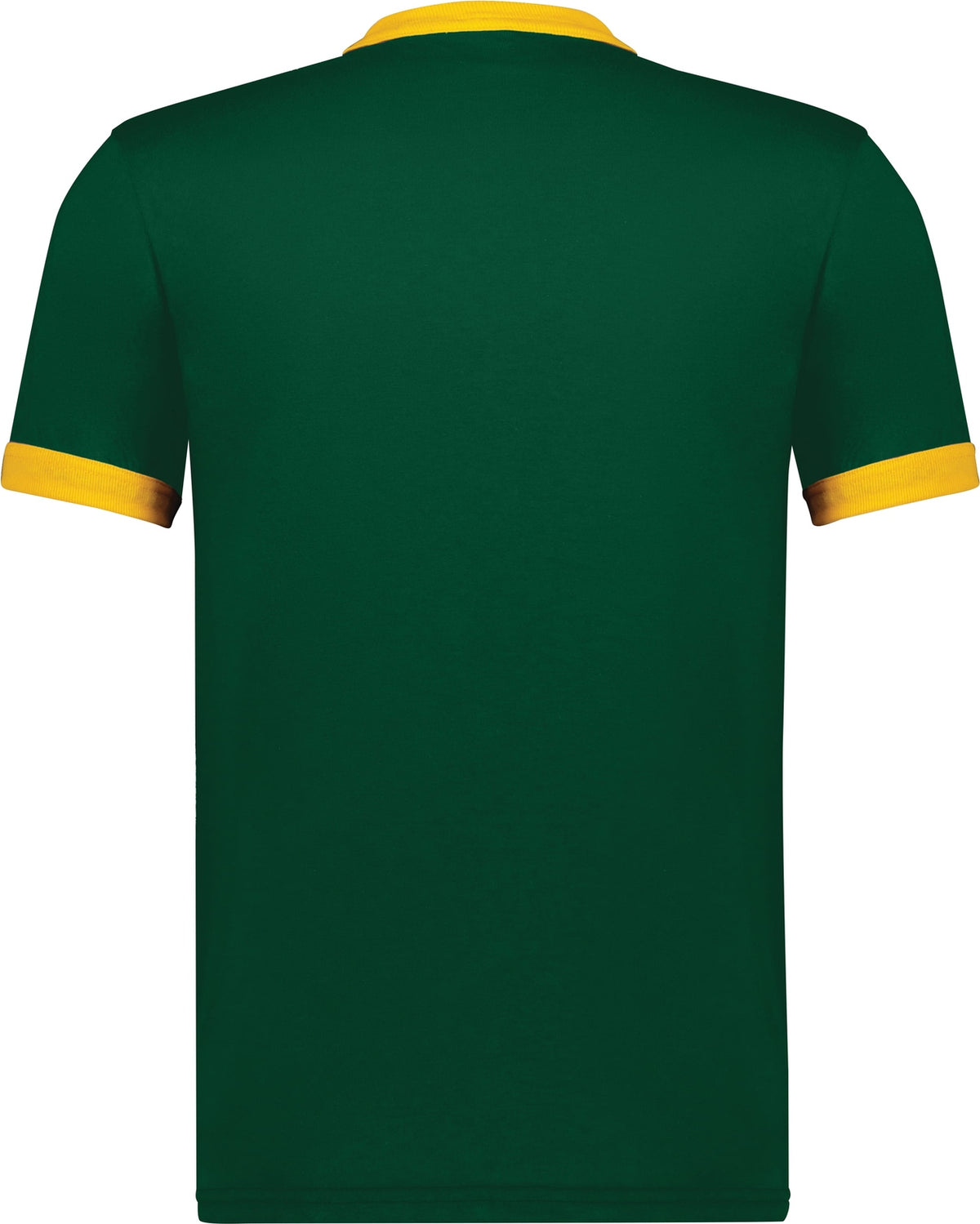 Rear View of DARK GREEN/GOLD ADULT RINGER T-SHIRT