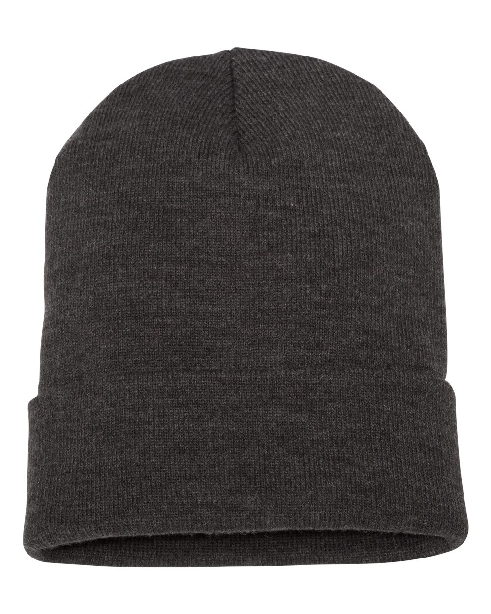 Front View of Dark Grey Cuffed Beanie - 1501KC