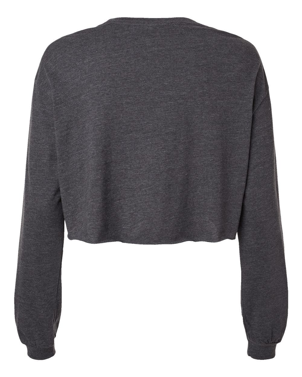 Front View of Dark Grey Heather FWD Fashion Women's Crop Long Sleeve Tee - 6501