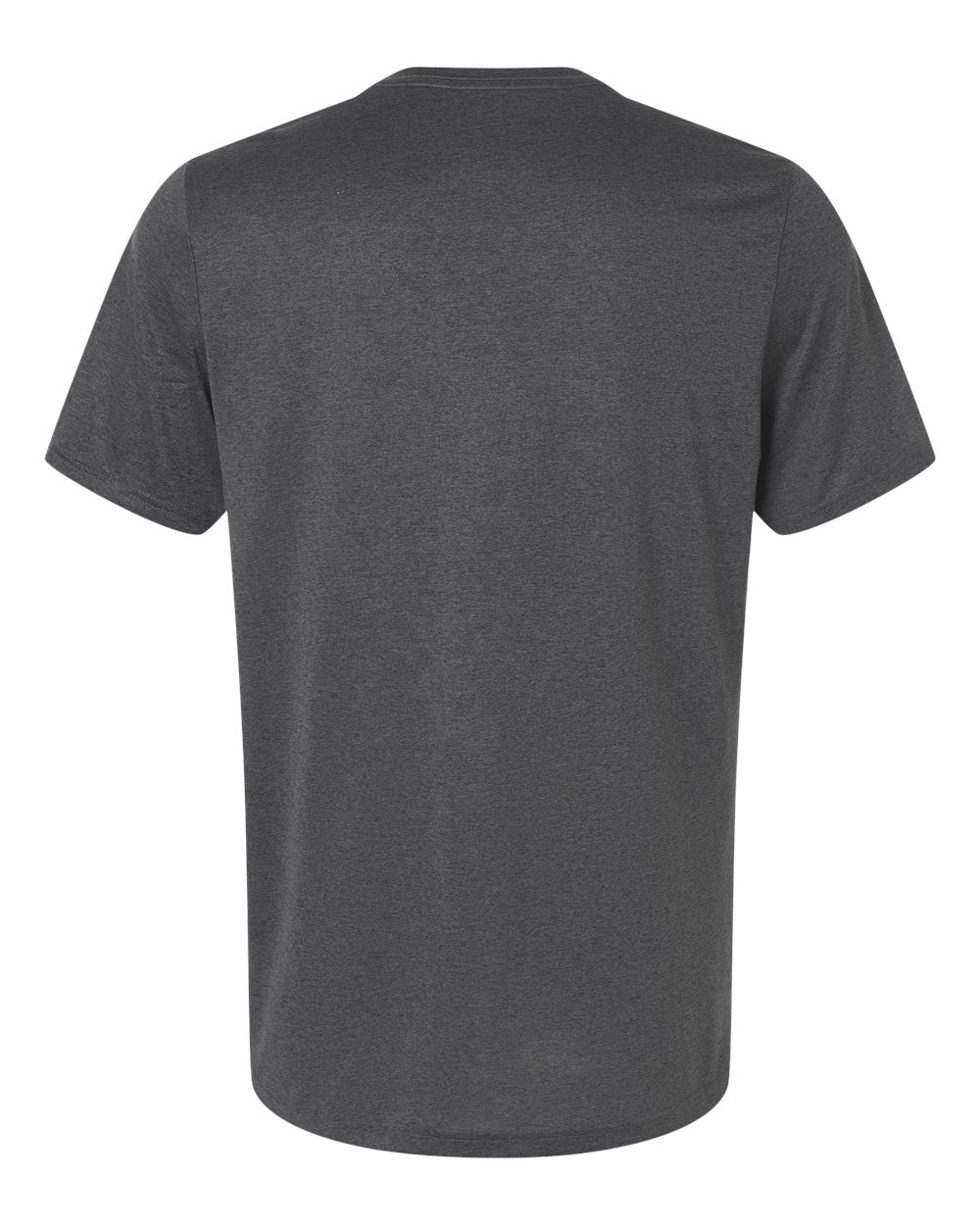 Rear View of Dark Grey Heather/ White Men's Pregame T-Shirt - AT101 plain