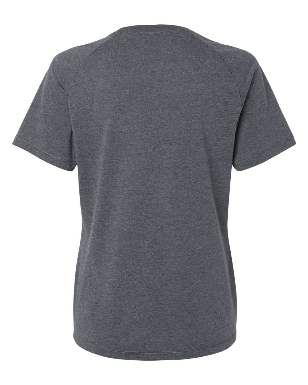 Rear View of Dark Grey Heather Women's Blended T-Shirt - A557