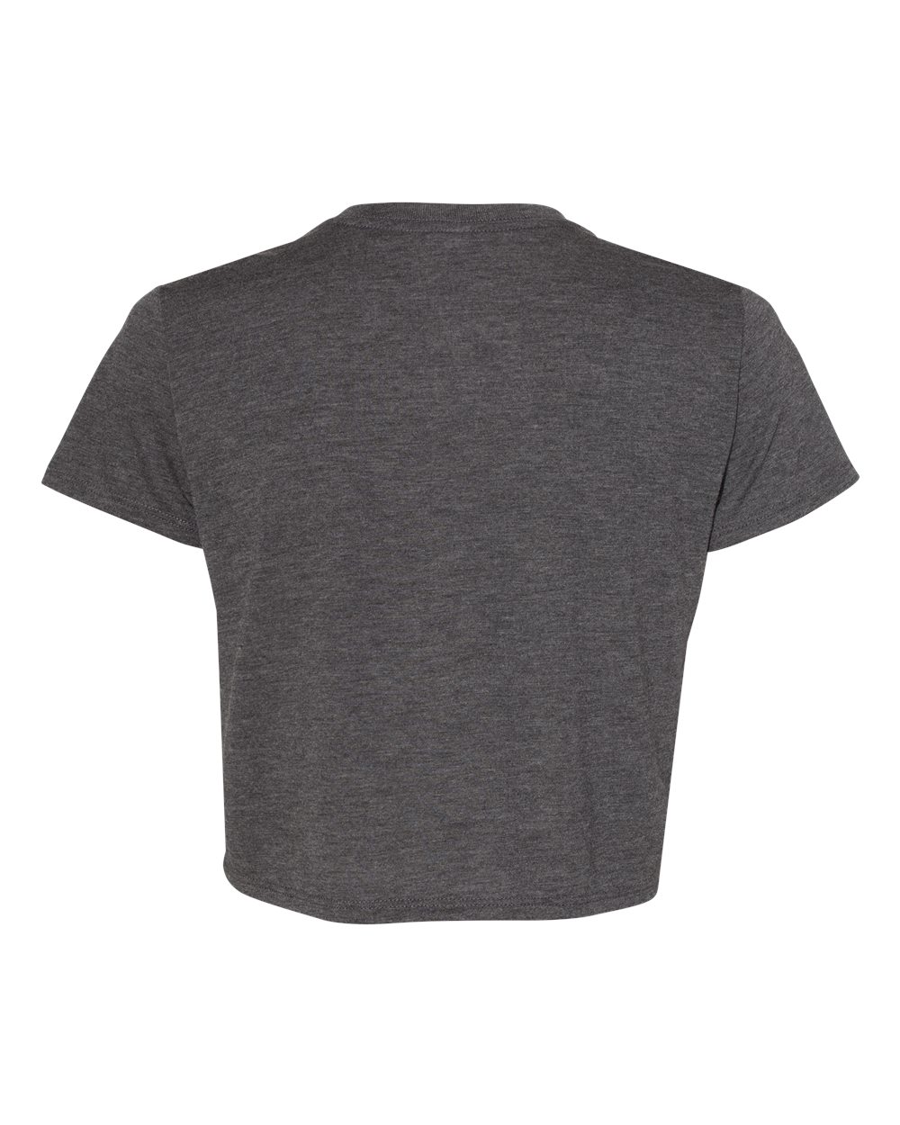 Front View of Dark Grey Heather Women’s Flowy Crop Tee - 8882