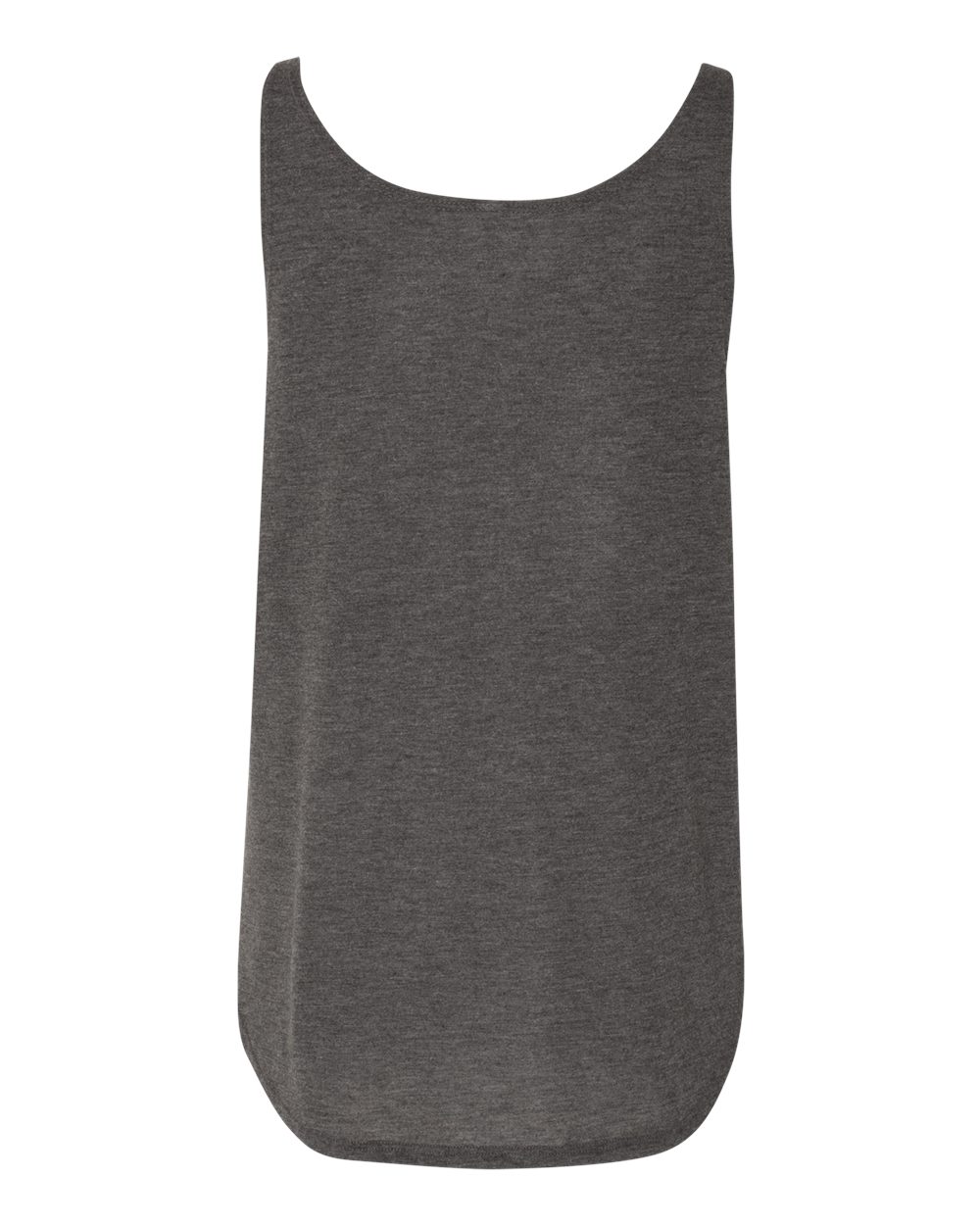 Rear View of Dark Grey Heather Women&#39;s Flowy Tank with Side Slit - 8802