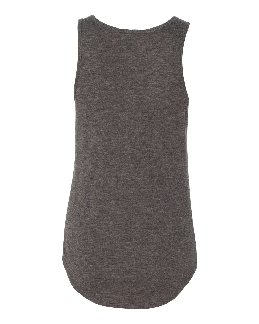 Rear View of Dark Grey Heather Women&#39;s Flowy V-Neck Tank - 8805