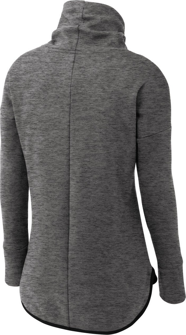 Front View of Dark Grey Hthr Sport-Tek Women's Triumph Cowl Neck Pullover LST280