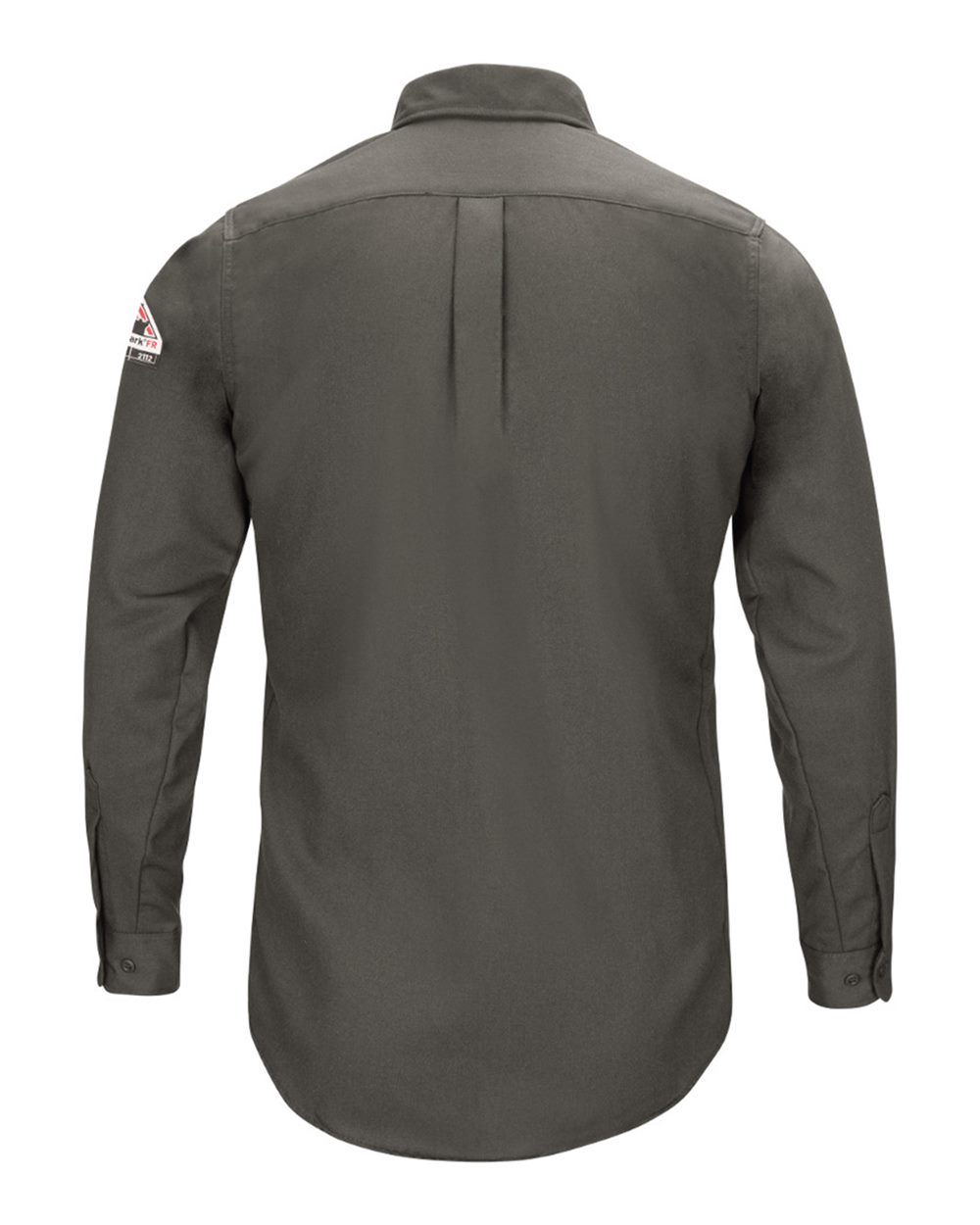 Front View of Dark Grey iQ Series® Long Sleeve Comfort Woven Lightweight Shirt - QS50 plain