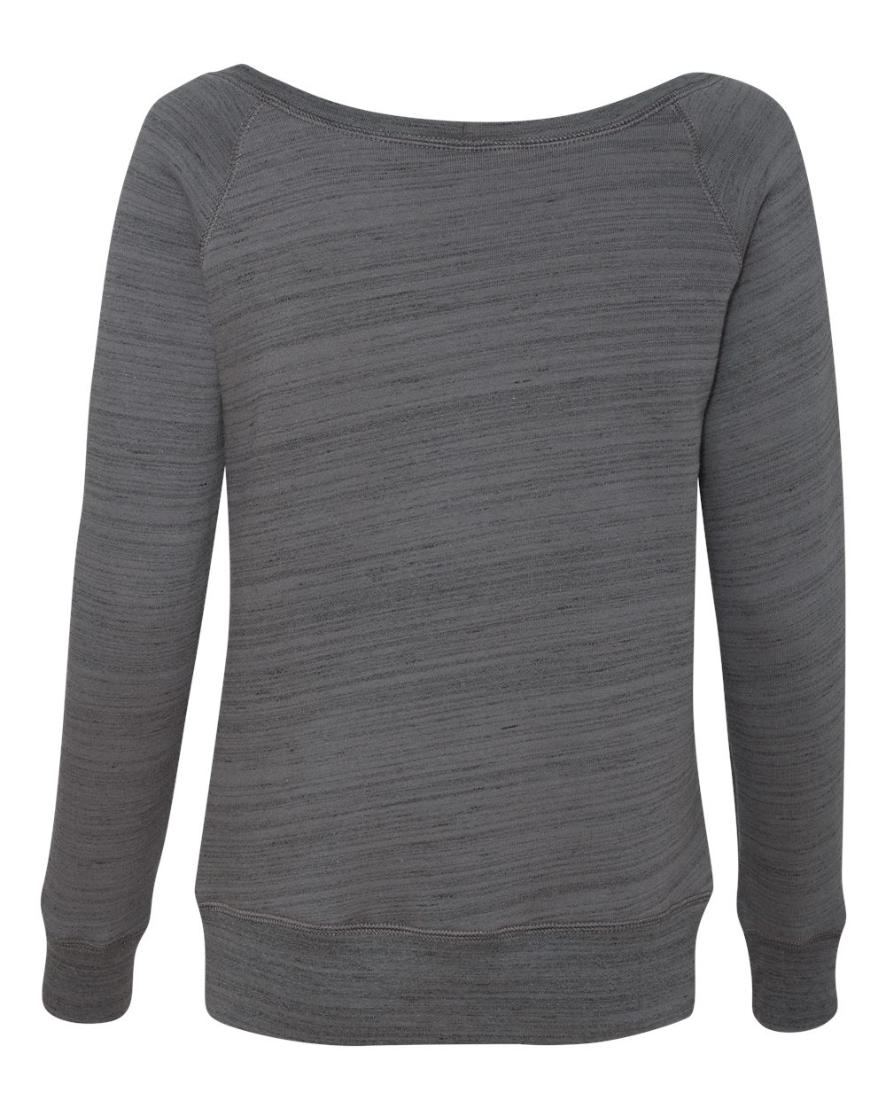 Rear View of Dark Grey Marble Women’s Sponge Fleece Wide Neck Sweatshirt - 7501