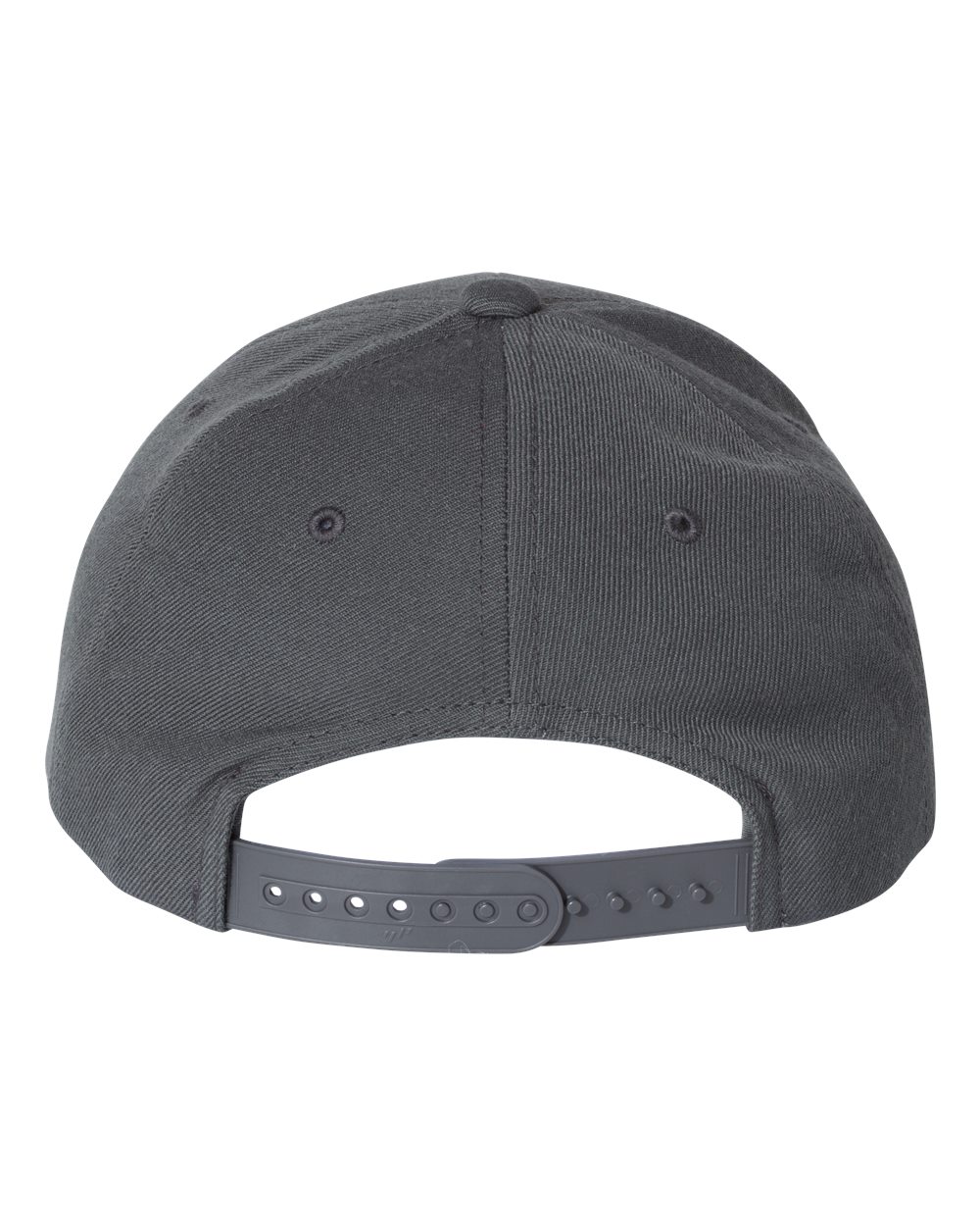 Rear View of Dark Grey Premium Curved Bill Snapback Cap - 6789M