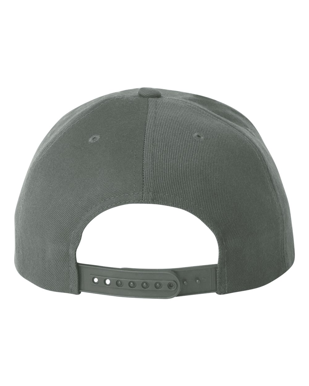 Rear View of Dark Grey Premium Flat Bill Snapback Cap - 6089M