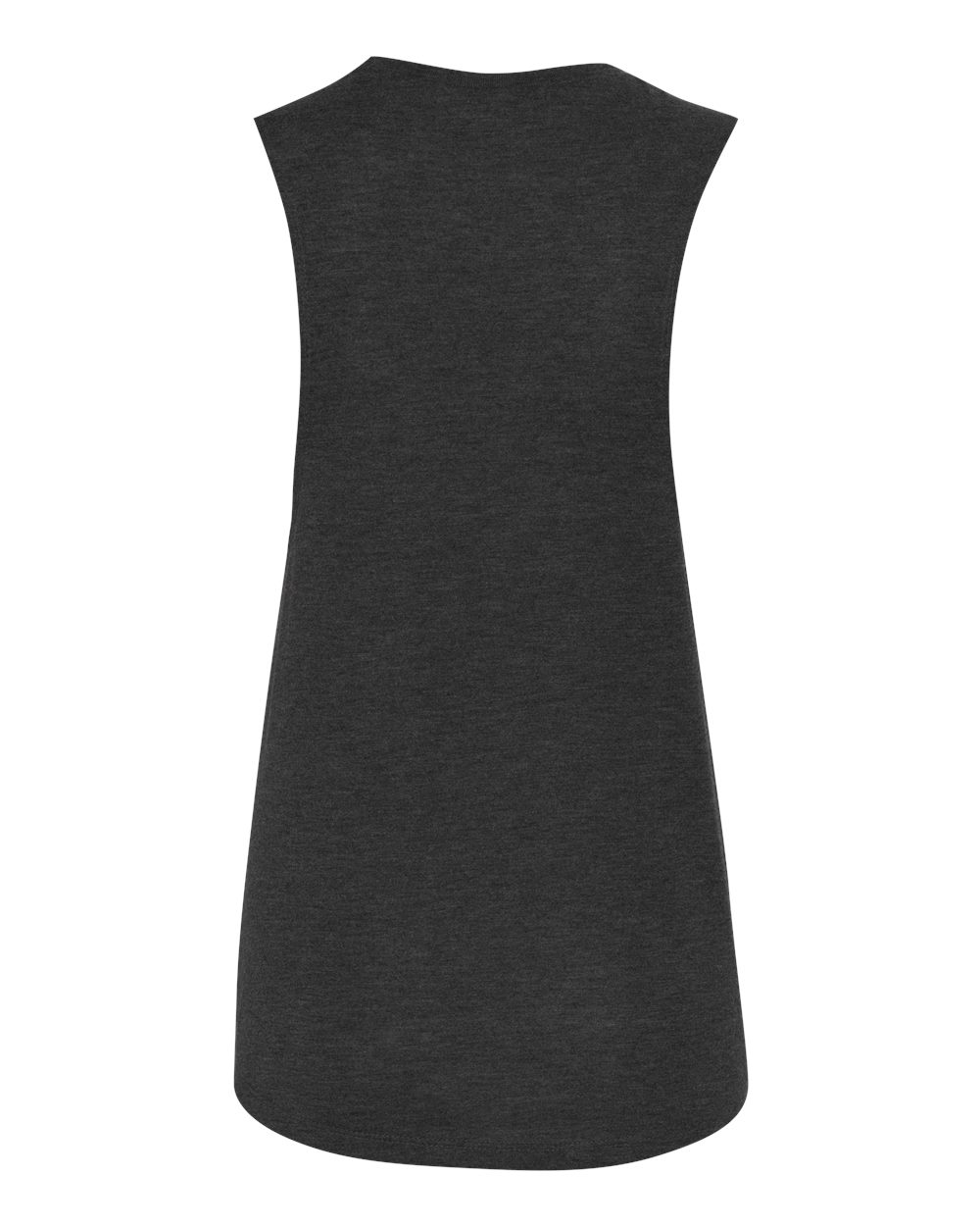 Rear View of Dark Grey Women&#39;s Flowy Scoop Muscle Tank - 8803