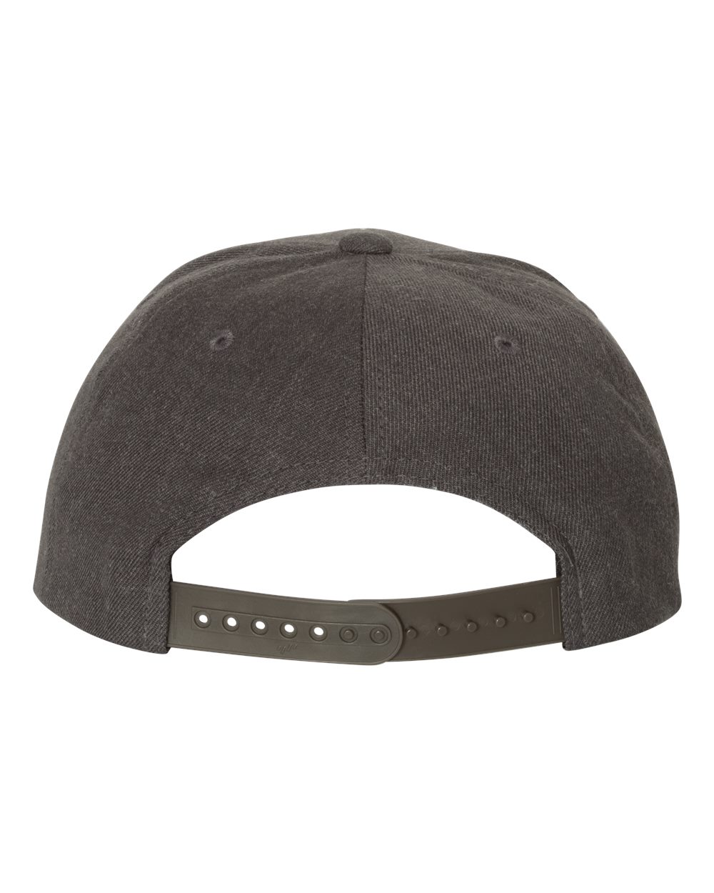 Rear View of Dark Heather Premium Flat Bill Snapback Cap - 6089M