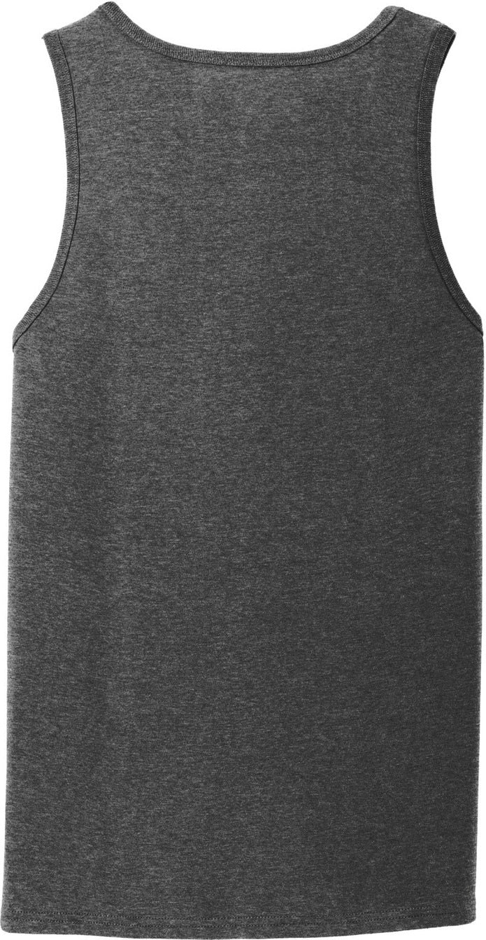 Rear View of Dark Hthr Grey Port & Co Core Cotton Tank Top. PC54TT