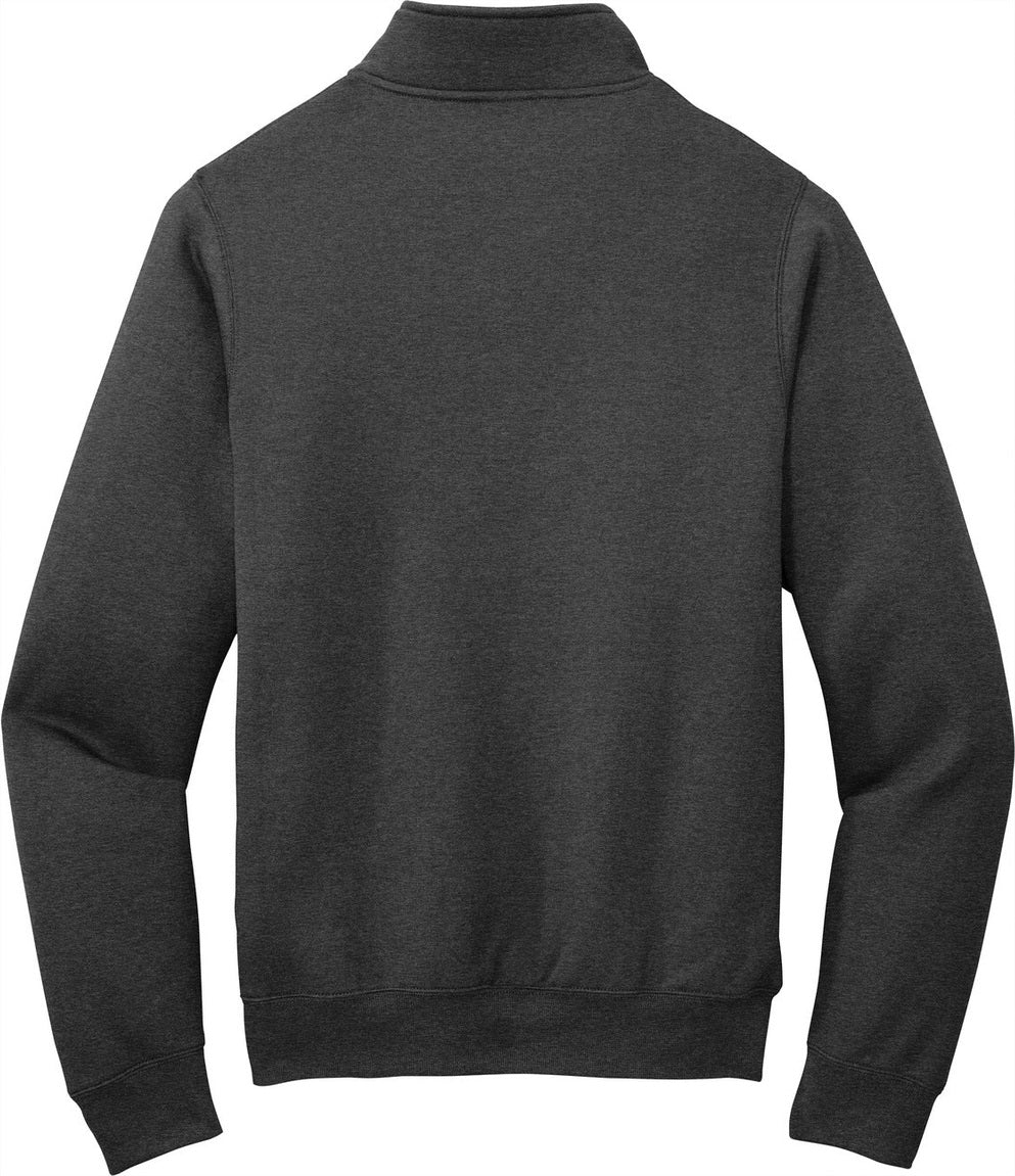 Front View of Dark Hthr Grey Port & Co Core Fleece 1/4-Zip Pullover Sweatshirt PC78Q