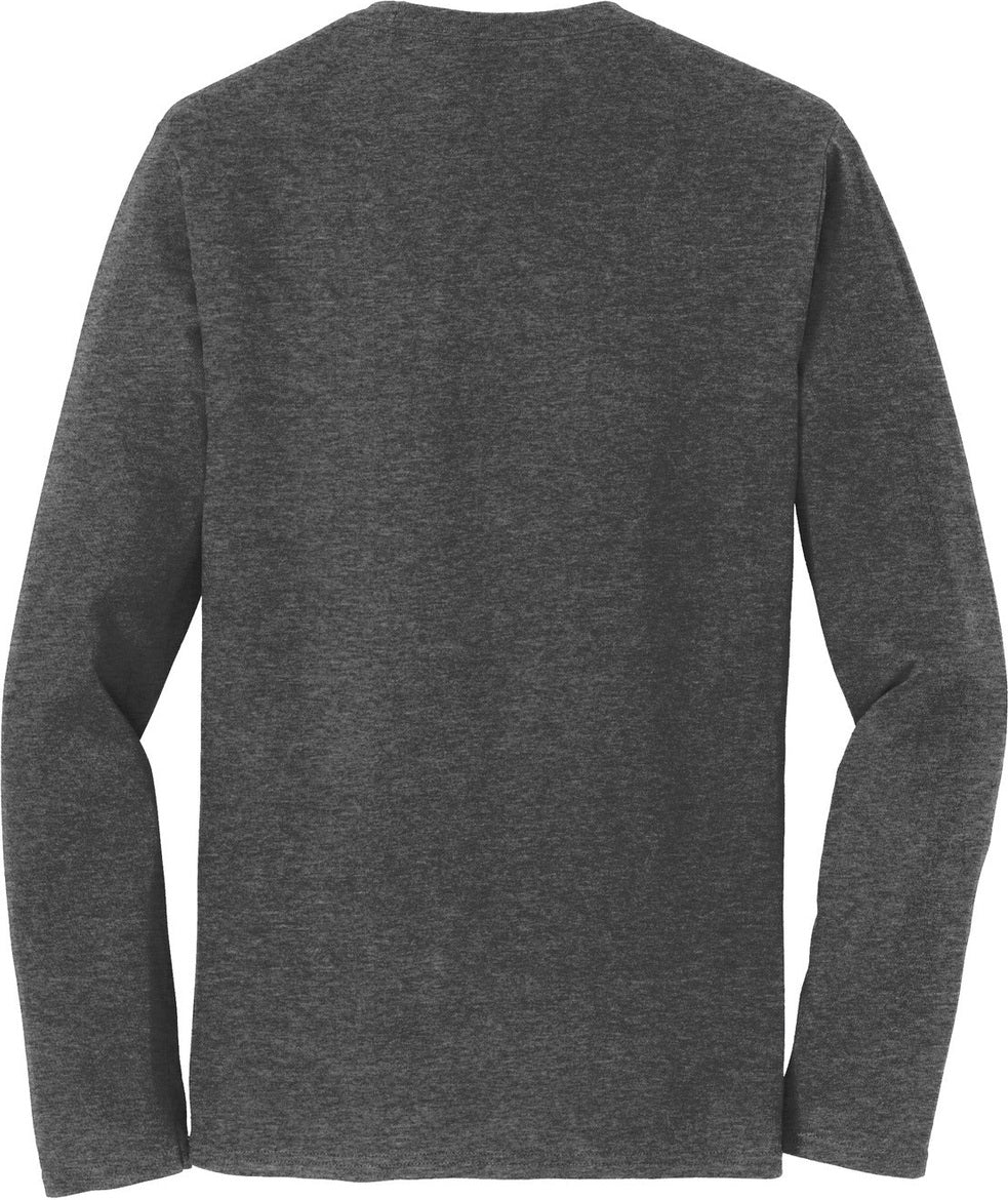 Front View of Dark Hthr Grey Port & Co Long Sleeve Fan Favorite Tee. PC450LS