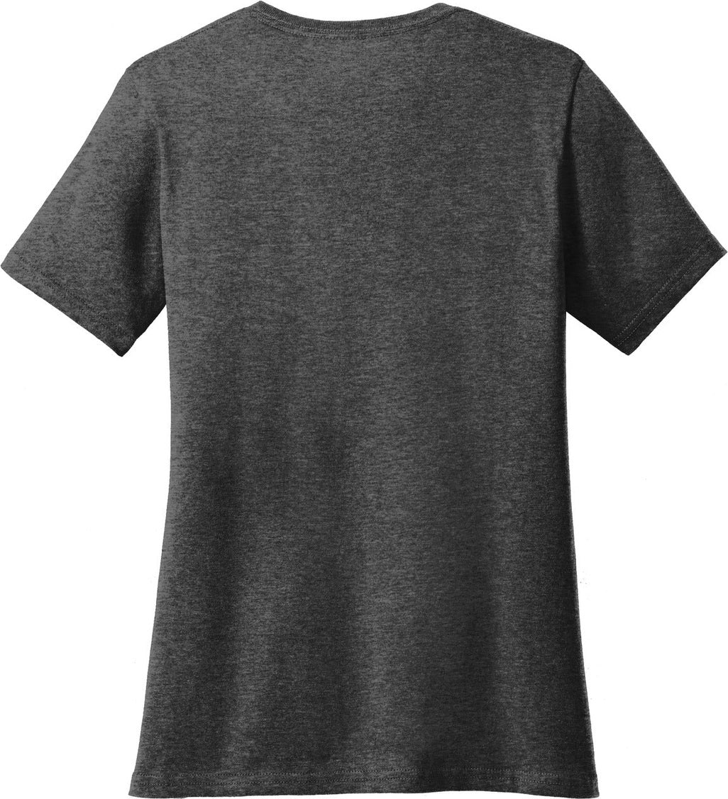 Front View of Dark Hthr Grey Port & Co Women's Core Cotton V-Neck Tee. LPC54V