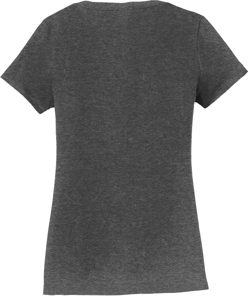 Rear View of Dark Hthr Grey Port & Co Women's Fan Favorite V-Neck Tee. LPC450V