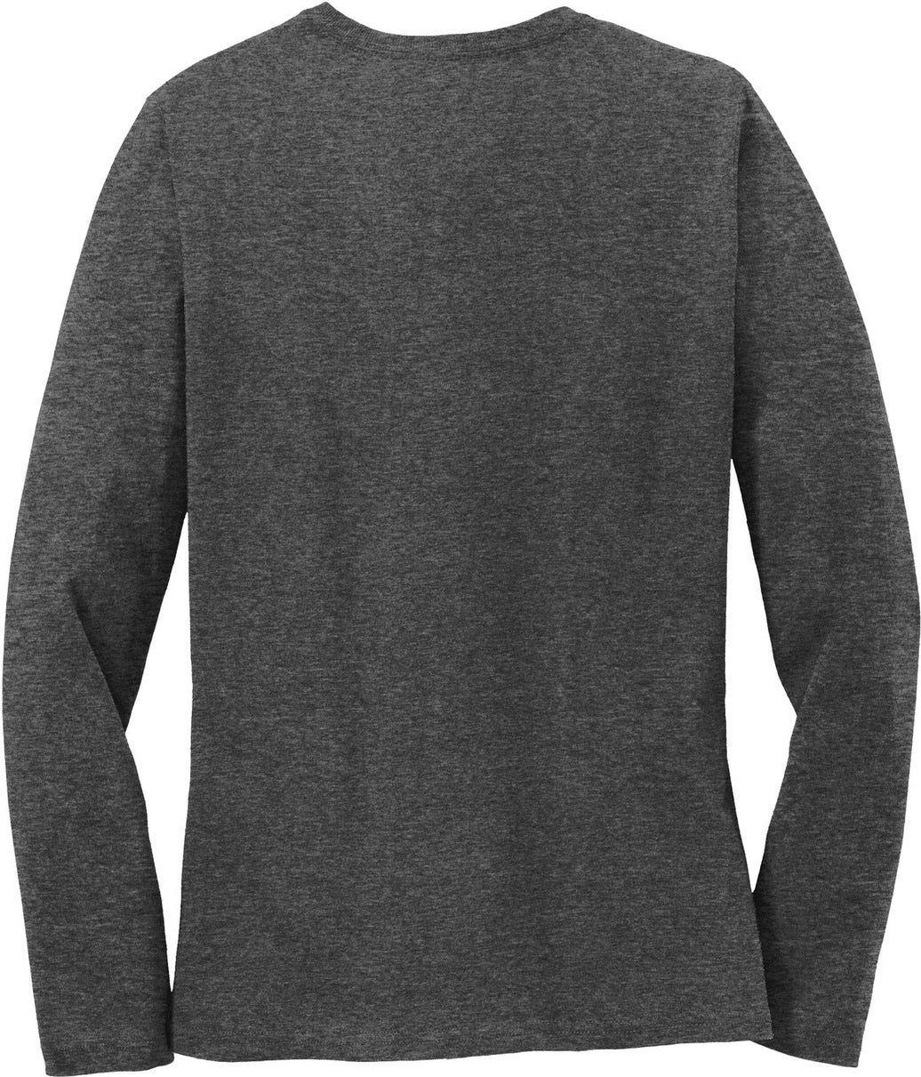 Front View of Dark Hthr Grey Port & Co Women's Long Sleeve Core Cotton Tee. LPC54LS