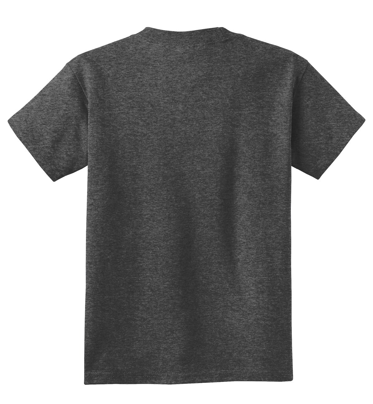Front View of Dark Hthr Grey Port & Co Youth Core Cotton Tee. PC54Y