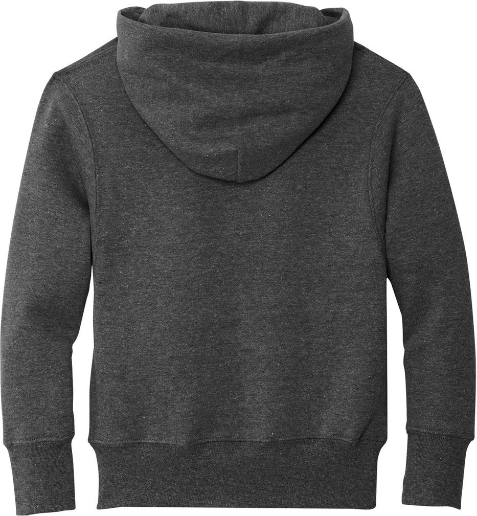 Front View of Dark Hthr Grey Port & Co Youth Core Fleece Pullover Hooded Sweatshirt. PC90YH