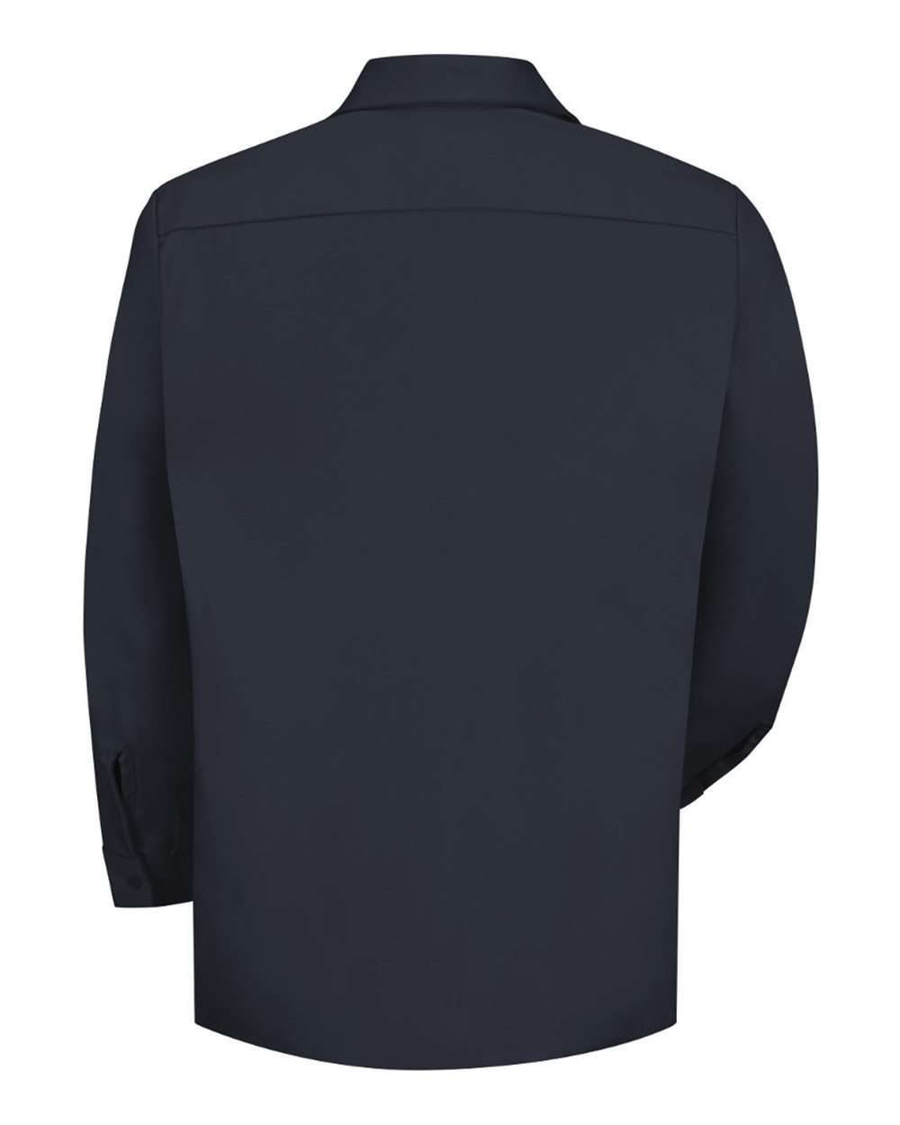 Front View of Dark Navy Cotton Long Sleeve Uniform Shirt - Tall Sizes - SC30T
