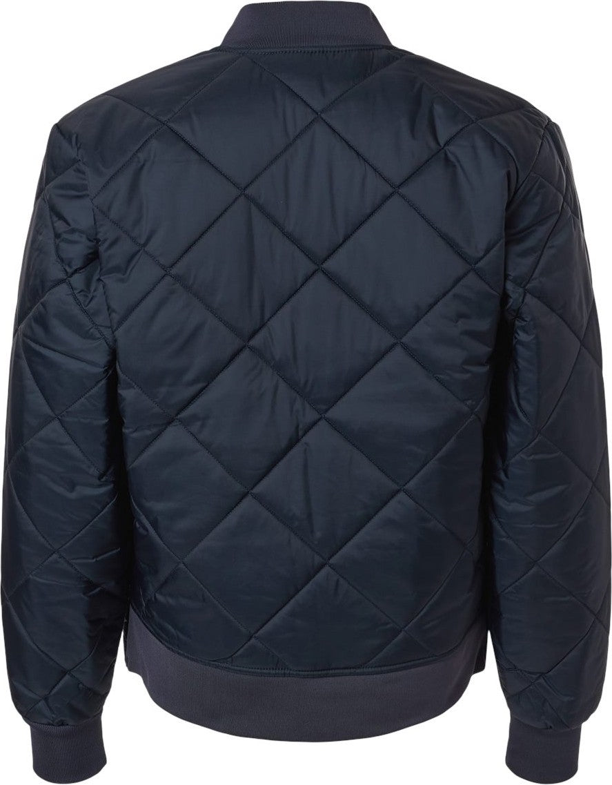 Front View of Dark Navy Diamond Quilted Jacket - 6124