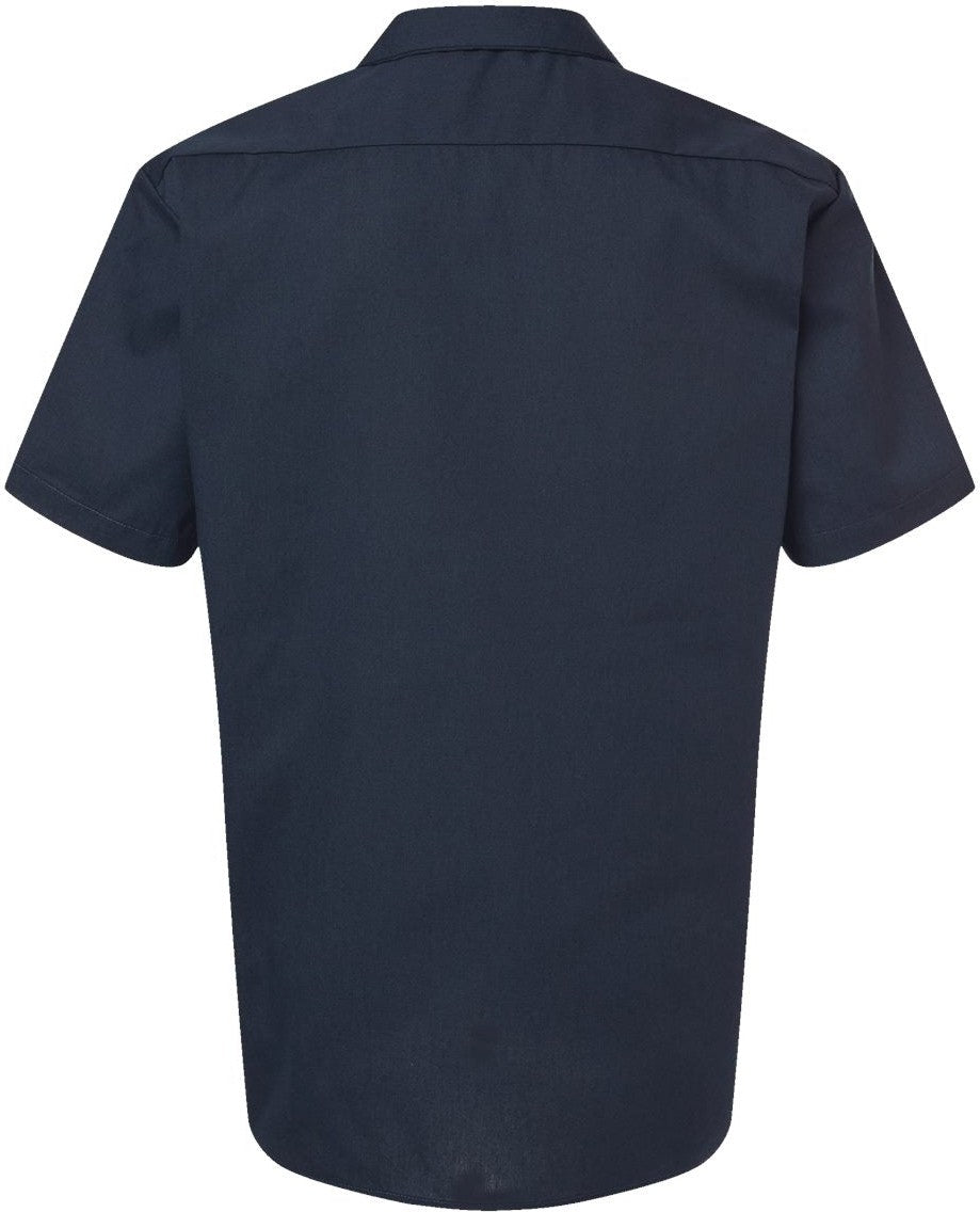 Front View of Dark Navy Industrial Short Sleeve Work Shirt - Tall Sizes - S535T