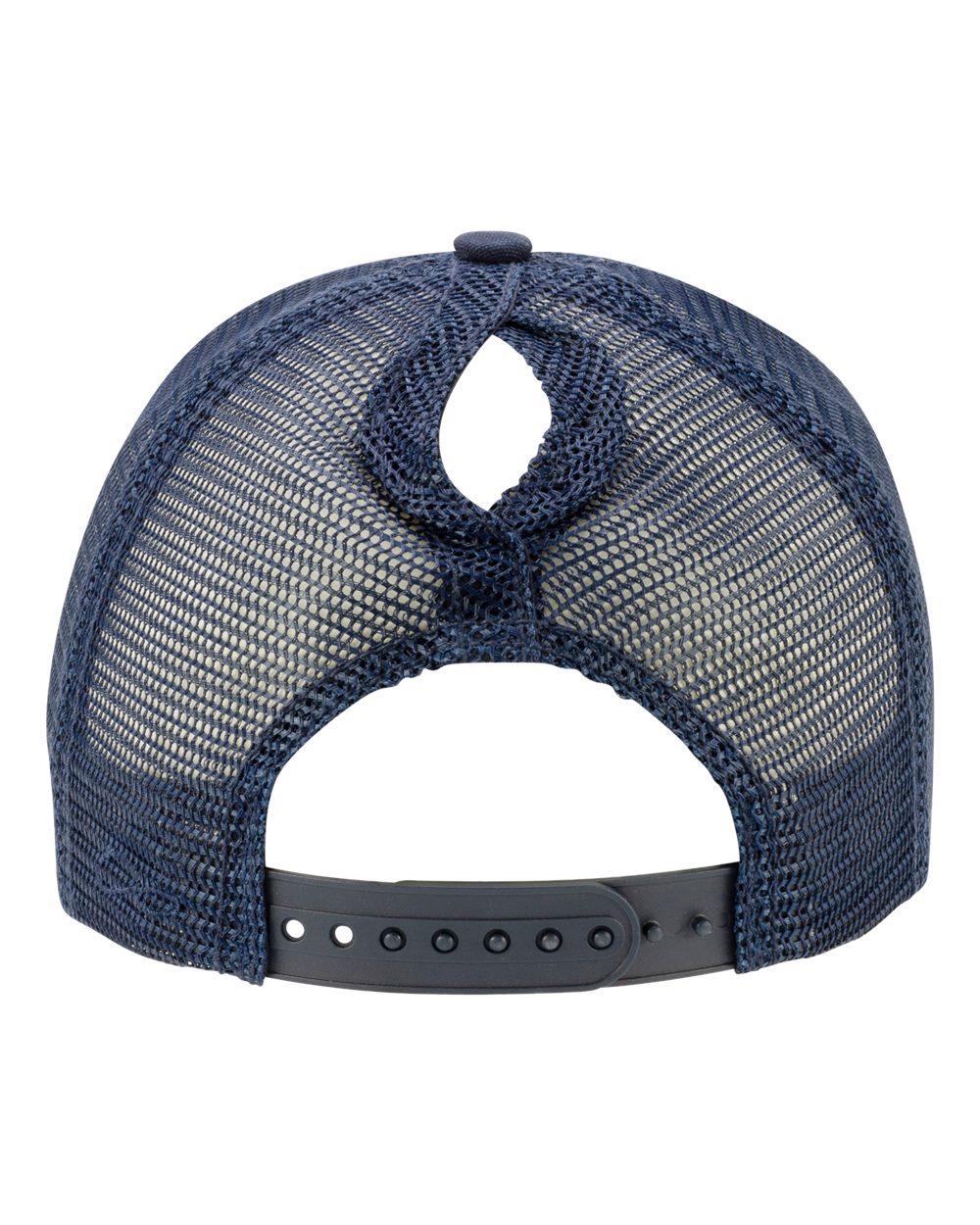 Rear View of Dark Navy/ Navy Women&#39;s Modern Trucker Cap - CHARLIE